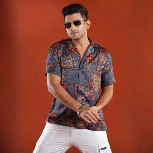 Premium Printed Royal Silk Fabrics Camp Collar Shirt
