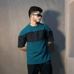 Premium Chest Contrast Drop Shoulder t-shirt | Deep Blue